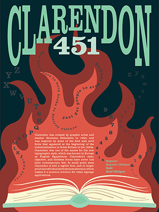 A poster showing off the font Clarendon.